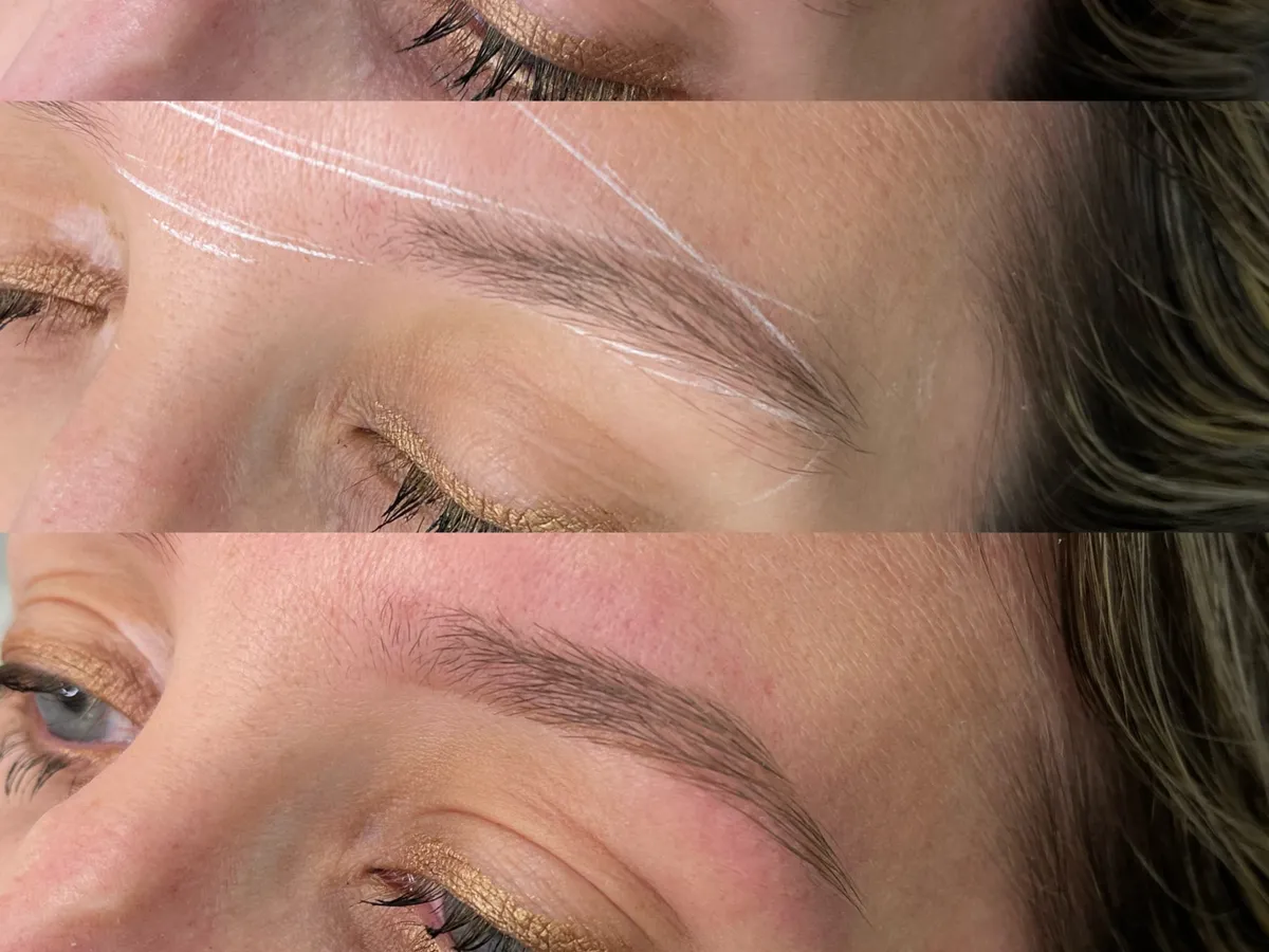 Healed permanent makeup brows, before and after